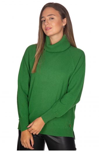 Μπλούζα με χαλαρό γιακά από κασμίρ - Πράσινο 10051