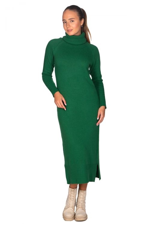 Φόρεμα με χαλαρό γιακά από κασμίρ- Πράσινο 10474
