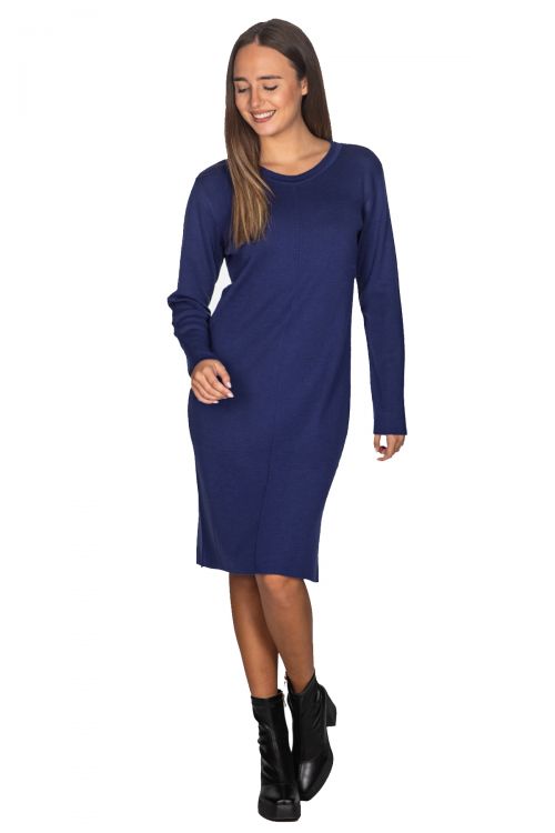 Φόρεμα μίντι με λαιμόκοψη - Μπλε μωβ 10891