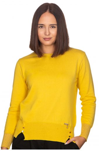 Μπλούζα με μαλλί και βαμβάκι -  Κίτρινο 12404
