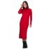 Φόρεμα πλεκτό με όρθιο γιακά από κασμίρ- Χρώμα κόκκινο 12793