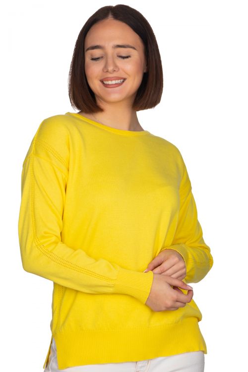 Βαμβακερή μπλούζα  με οργανικό βαμβάκι - Κίτρινο 12940